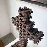 Crucifix sculpture Tramp Art 1900