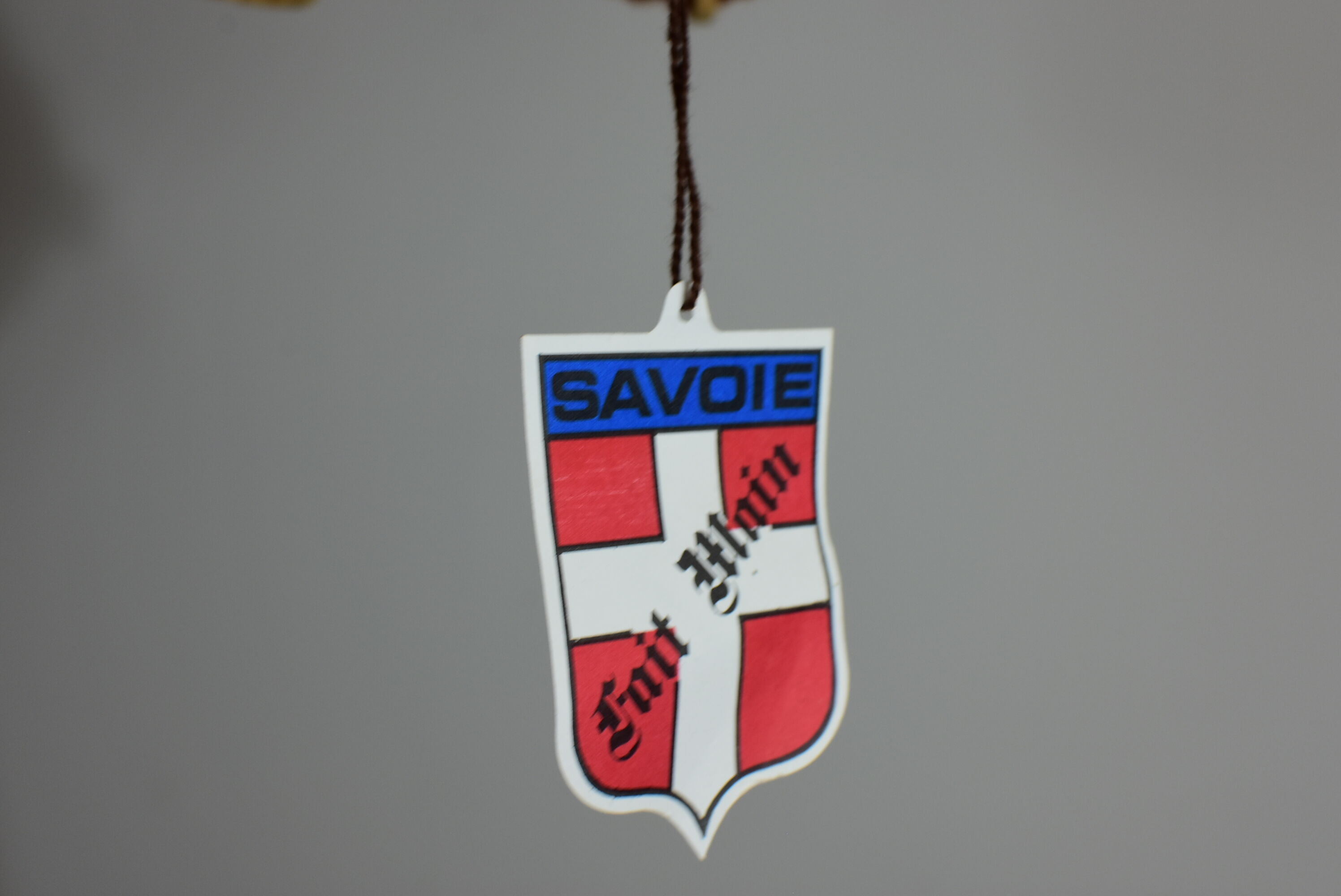 Brown wire and wood pendant light.