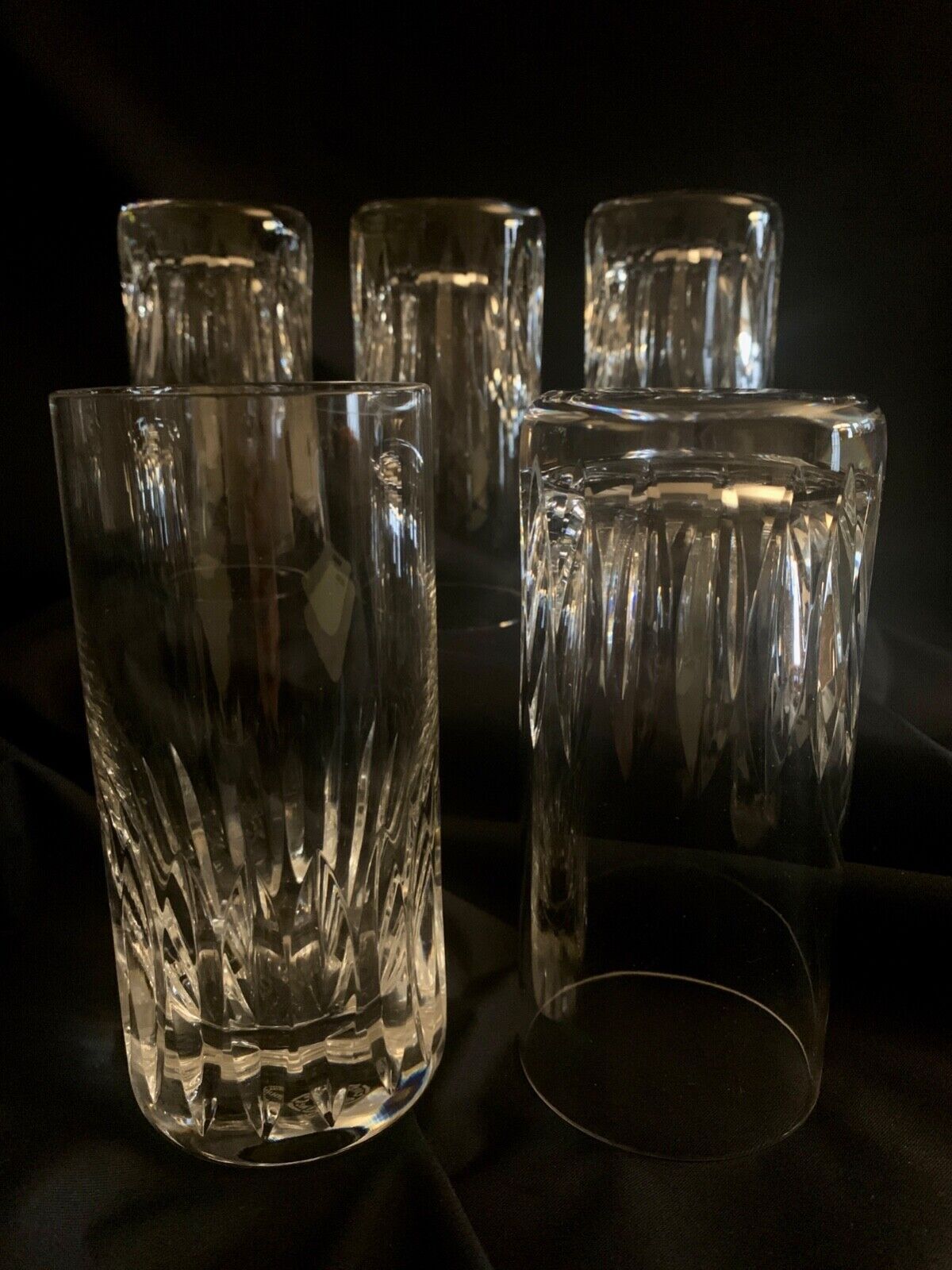 5 St Louis crystal orangeade and whiskey glasses, signed
