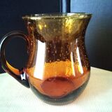 Pitcher, pot-bellied jug in bubbled glass 1.9 L
