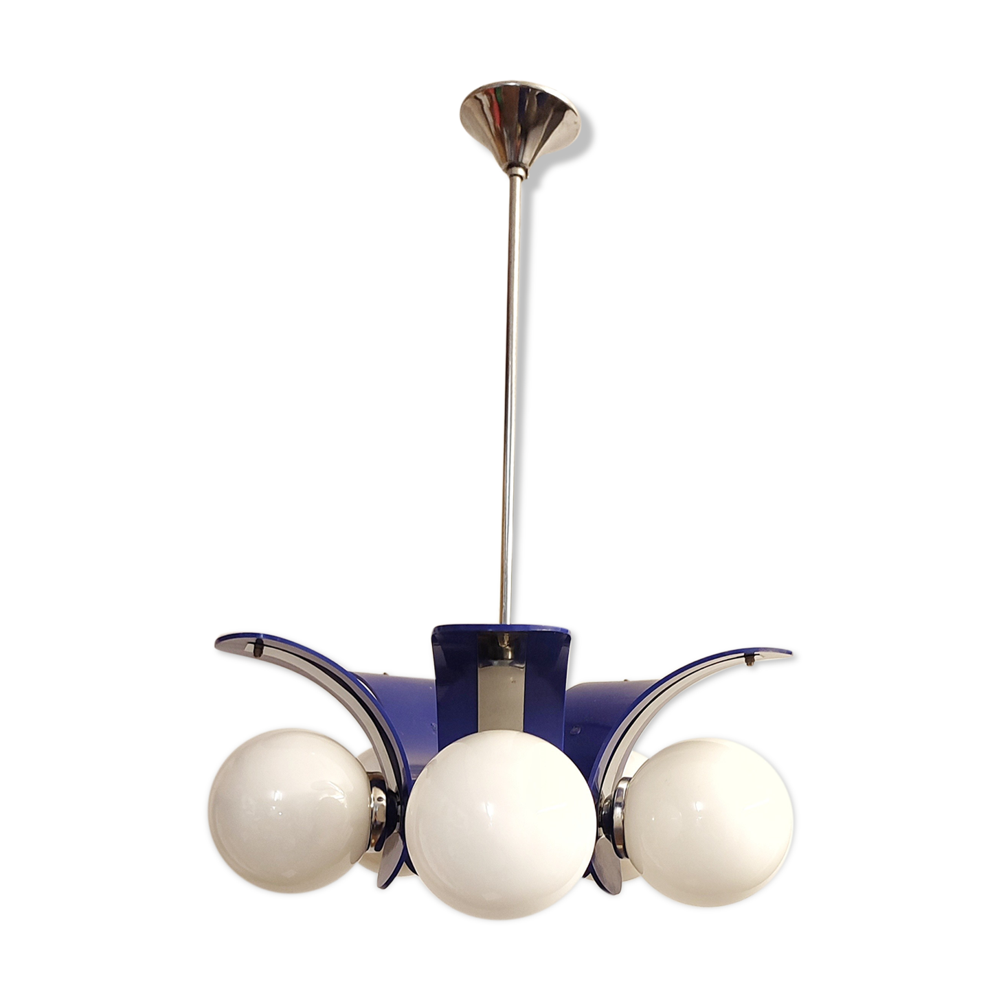 Plastic and glass ceiling lamp spain, 1970s