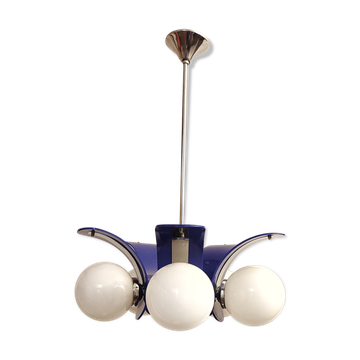 Plastic and glass ceiling lamp spain, 1970s