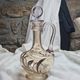 Large Art Nouveau carafe with iridescent enamelled glass and flowers.