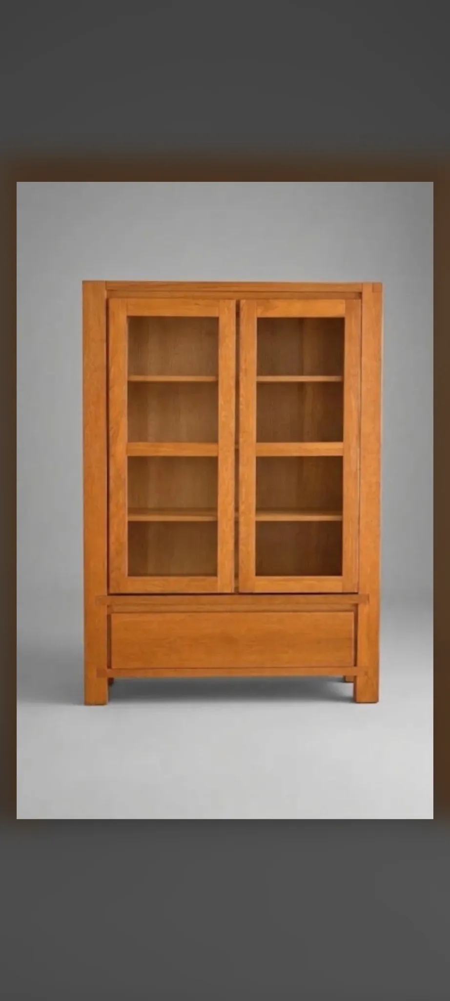Glass display cabinet on legs