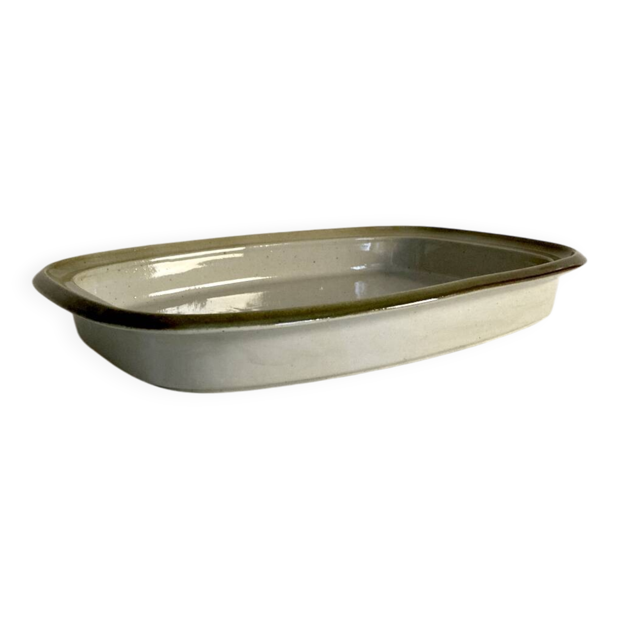 Rectangular stoneware dish, high-fired, Brenne pottery, 1970s-80s