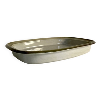 Rectangular stoneware dish, high-fired, Brenne pottery, 1970s-80s