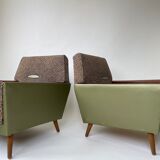 Pair of 1950s Lounge Chairs with Teak Arms