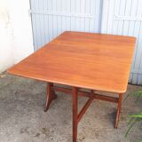 Vintage dining table console desk in teak and exotic wood from the 70s