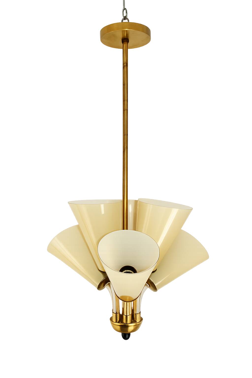 Chandelier Kamenický Šenov – Czechoslovakia, 1950s, brass and glass