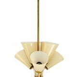 Chandelier Kamenický Šenov – Czechoslovakia, 1950s, brass and glass