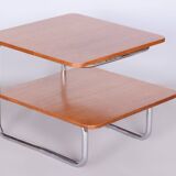 Table basse Bauhaus restaurée, Mücke Melder, hêtre, chrome, Tchéquie, années 1930