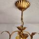 Vintage gilded hand-forged Florentine ceiling light with porcelain roses.