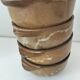 4 vintage handmade flamed stoneware ear bowls