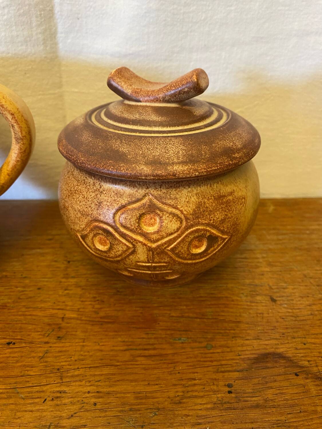 Antique tea coffee set vallauris vintage beige ceramic #c644