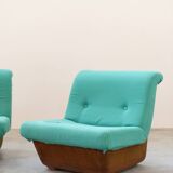 Set of two Lev & Lev armchairs in fabric, removable covers, with fiberglass structure, year