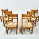 Chaises danoises vintage en pin avec corde en papier par TP Design pour Gm Møbler, années 1970, lot de 6
