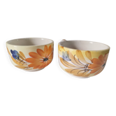 Two large vintage hand-painted mugs – Orange and blue flowers