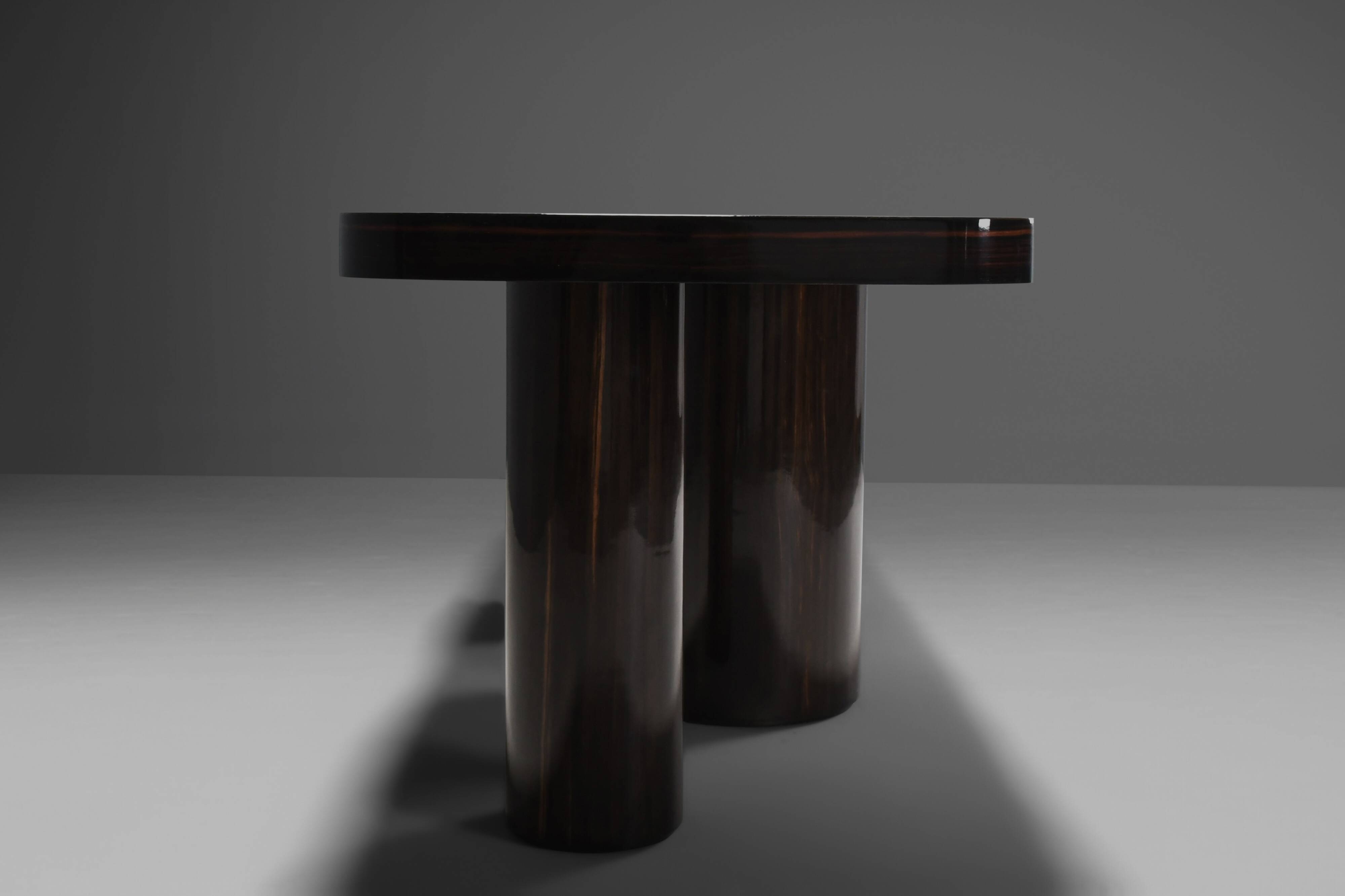 Console / paravent en bois Zebrano / Zebra exceptionnel fabriqué en Italie, années 1970