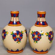 Desvres by Henri Delcourt: pair of signed Art Deco vases.