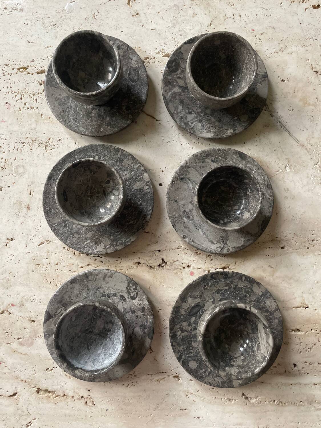 Tea or coffee service in grey marble stone