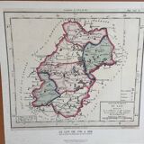 Old map of the Lot in its 66 x 66 Cm frame hand-delivered