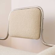 Armchair in ecru wool and stainless steel