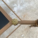 Table basse en bronze et verre opalin noir
