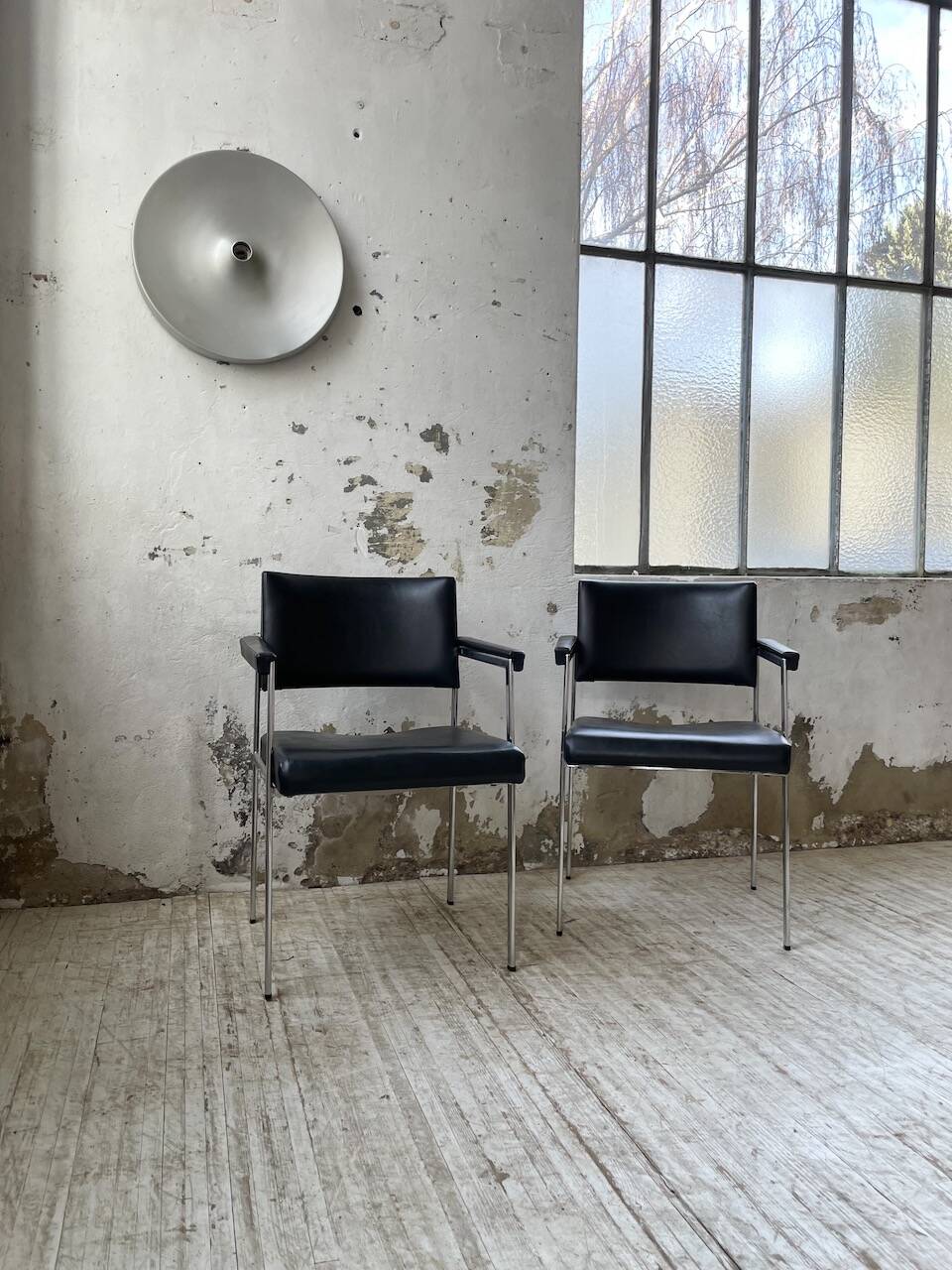 Pair of chrome office chairs