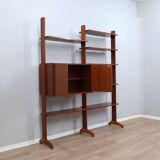 1950s teak modular wall unit with drop-front bar