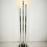Lampadaire dimmable avec porte-manteau en laiton chromé