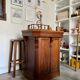 Counter, reception furniture in solid wood early twentieth century