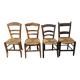 4 mismatched wood and straw chairs