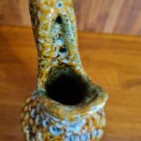 Ceramic ewer vase from La poterie du Cyclope in honey enamels