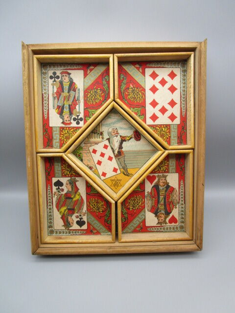 Ancient wooden yellow dwarf game, bone tokens