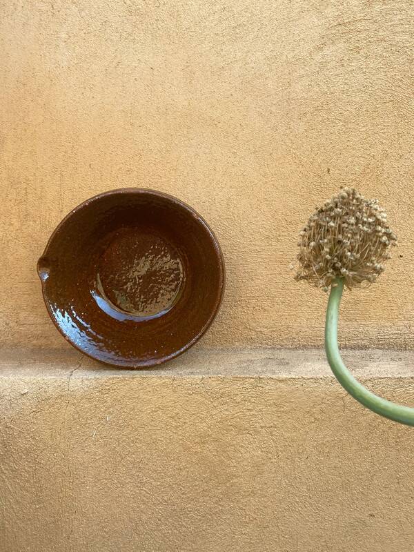 Large brown glazed salad bowl