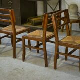 Set of 6 oak chairs in the style of Pierre Cruège 1940s.