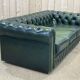 Chesterfield 3-seater sofa in green leather from the 80s