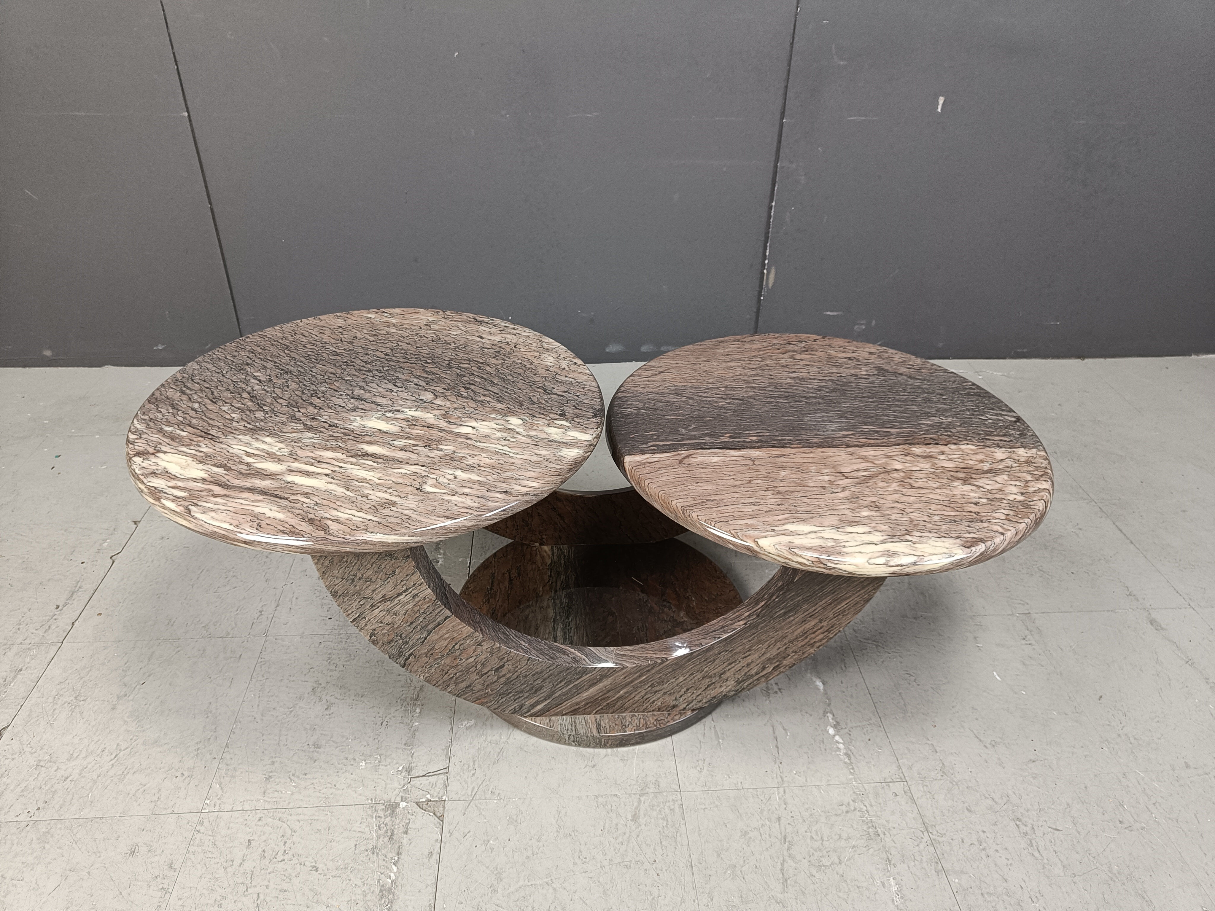 Vintage two tier marble coffee table, 1970s