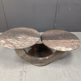 Vintage two tier marble coffee table, 1970s