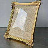 Vintage art deco style metal gold colored picture frame brass 14.5 cm x 11.5 cm convex glass