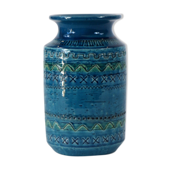 Vase Bitossi, Aldo Londi design, en bleu