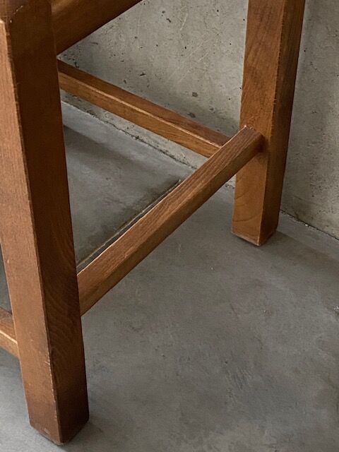 Wooden and straw stool