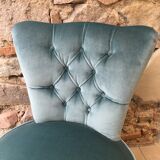 Glacier blue velvet toad heater chair