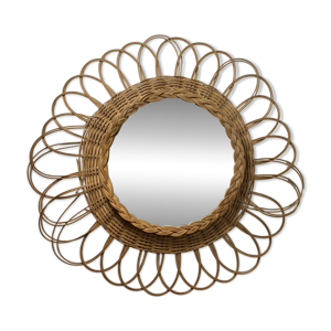 Miroir en osier vintage