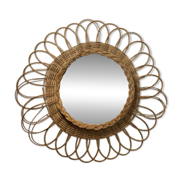 Miroir en osier vintage 
