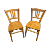 Paire de chaises bistrot 1950 brasserie bois courbé