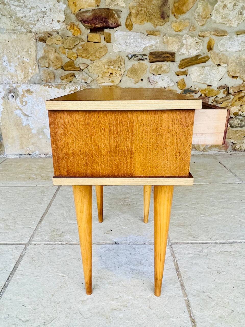 Vintage Scandinavian-style oak bedside table, circa 1960s/1970s