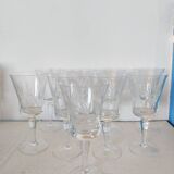 9 verres à pied ciselés cristal 70's