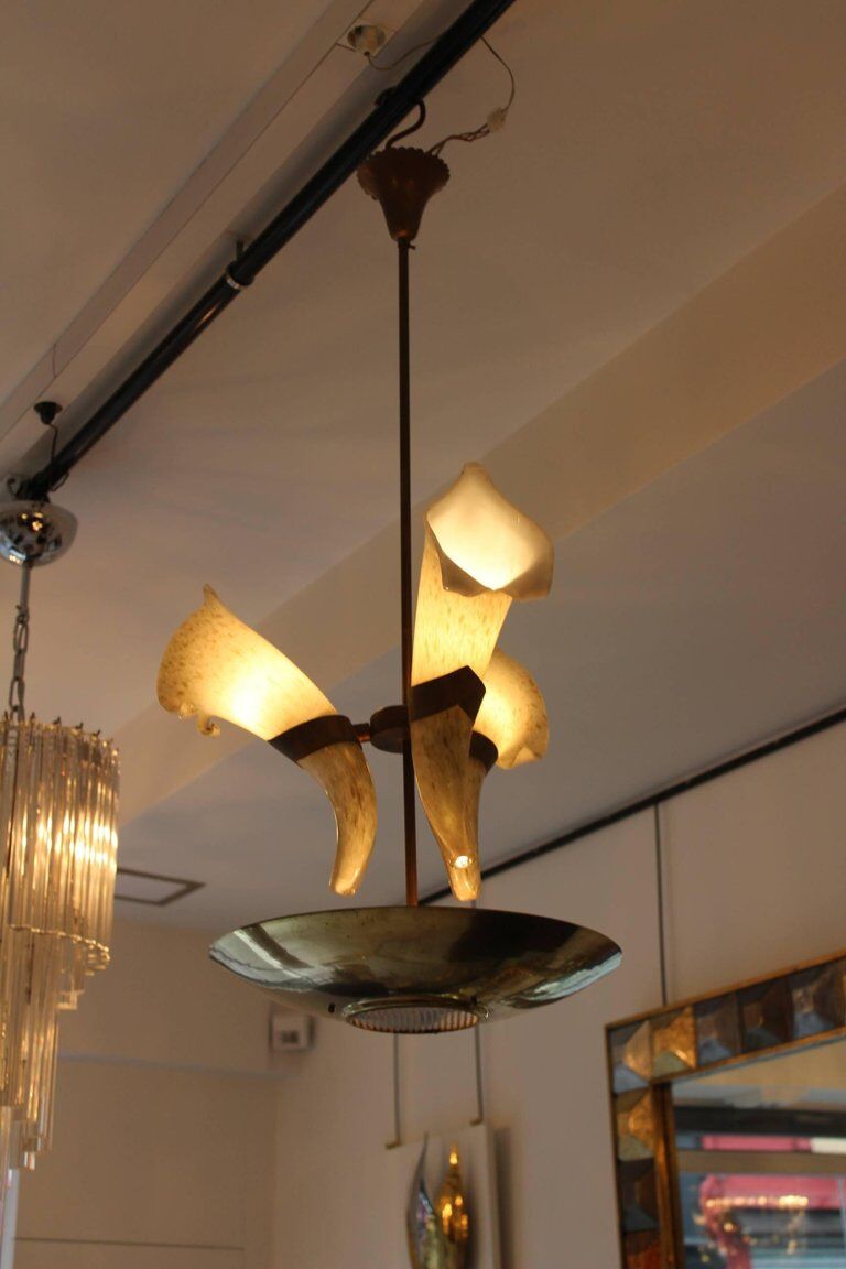 Italian chandelier with Cornucopias by Barovier Murano glass around 1960