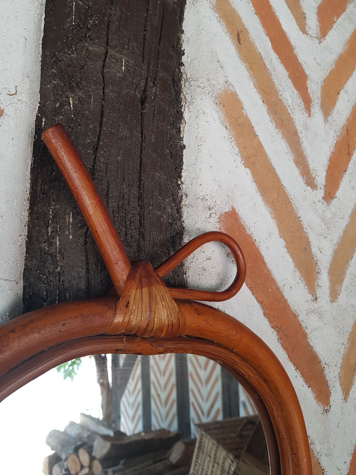 Apple rattan mirror 1970